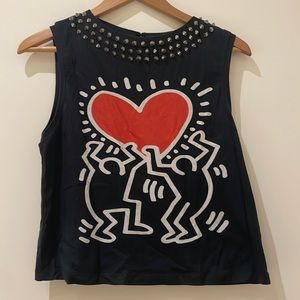 Keith Haring x Alice + Olivia Studded Tank Size S